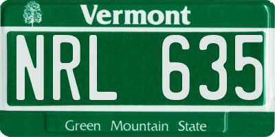 VT license plate NRL635