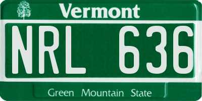 VT license plate NRL636
