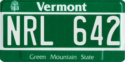 VT license plate NRL642