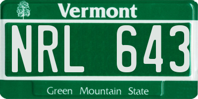 VT license plate NRL643