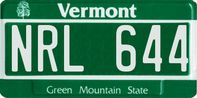 VT license plate NRL644