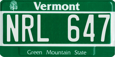 VT license plate NRL647