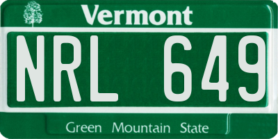VT license plate NRL649