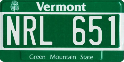 VT license plate NRL651