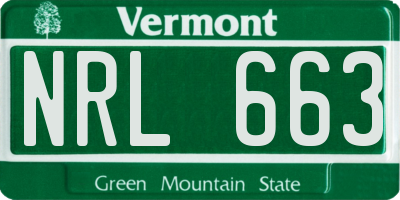 VT license plate NRL663