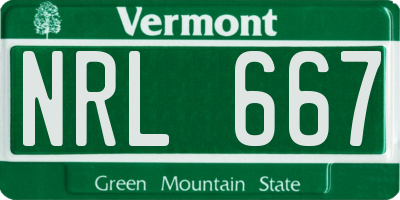 VT license plate NRL667