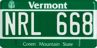 VT license plate NRL668
