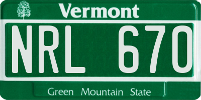 VT license plate NRL670
