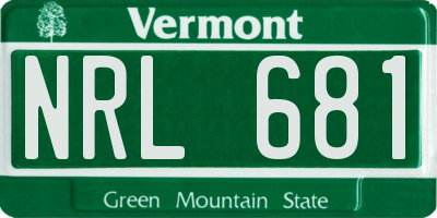 VT license plate NRL681