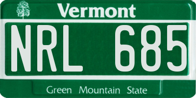VT license plate NRL685