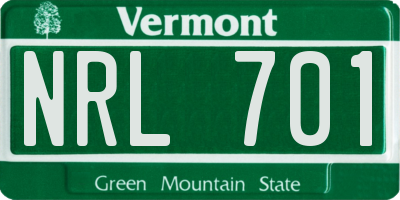 VT license plate NRL701