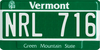 VT license plate NRL716