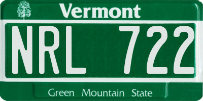 VT license plate NRL722