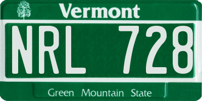 VT license plate NRL728