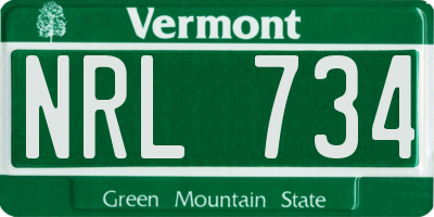 VT license plate NRL734