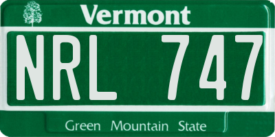 VT license plate NRL747