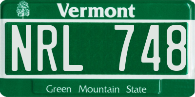 VT license plate NRL748