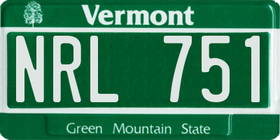 VT license plate NRL751