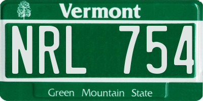 VT license plate NRL754