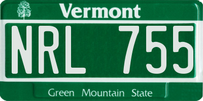 VT license plate NRL755