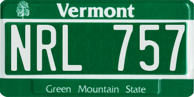VT license plate NRL757