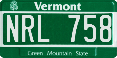 VT license plate NRL758