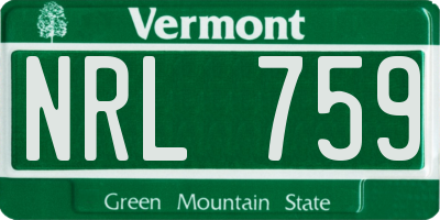 VT license plate NRL759