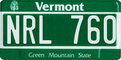 VT license plate NRL760