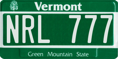 VT license plate NRL777