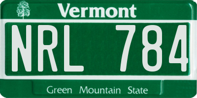 VT license plate NRL784