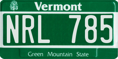 VT license plate NRL785