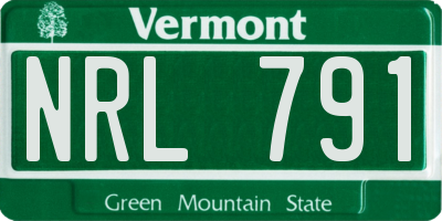 VT license plate NRL791