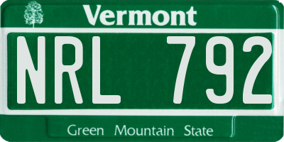 VT license plate NRL792