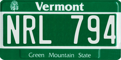 VT license plate NRL794