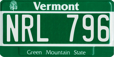 VT license plate NRL796