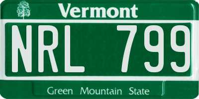 VT license plate NRL799