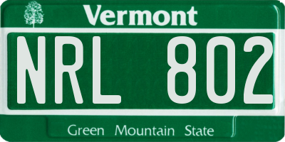 VT license plate NRL802