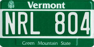 VT license plate NRL804