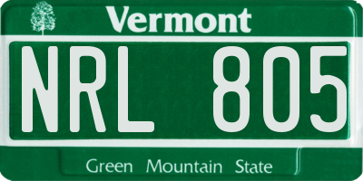 VT license plate NRL805