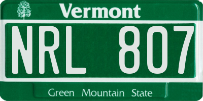 VT license plate NRL807