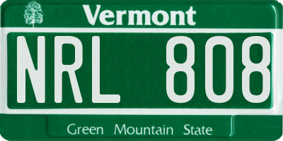 VT license plate NRL808