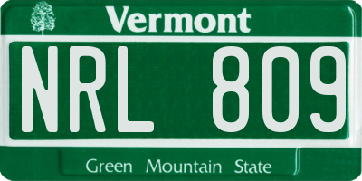 VT license plate NRL809