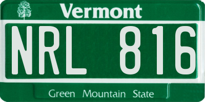 VT license plate NRL816