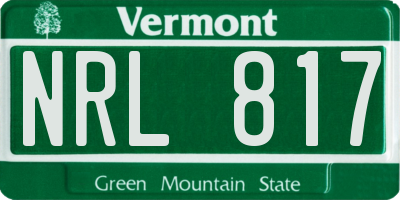 VT license plate NRL817
