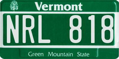VT license plate NRL818