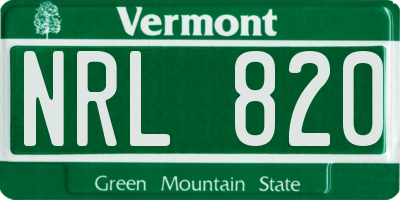 VT license plate NRL820