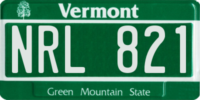 VT license plate NRL821
