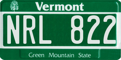 VT license plate NRL822