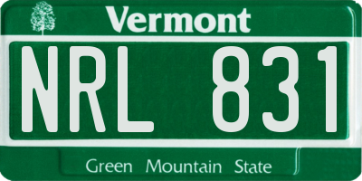 VT license plate NRL831