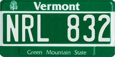 VT license plate NRL832